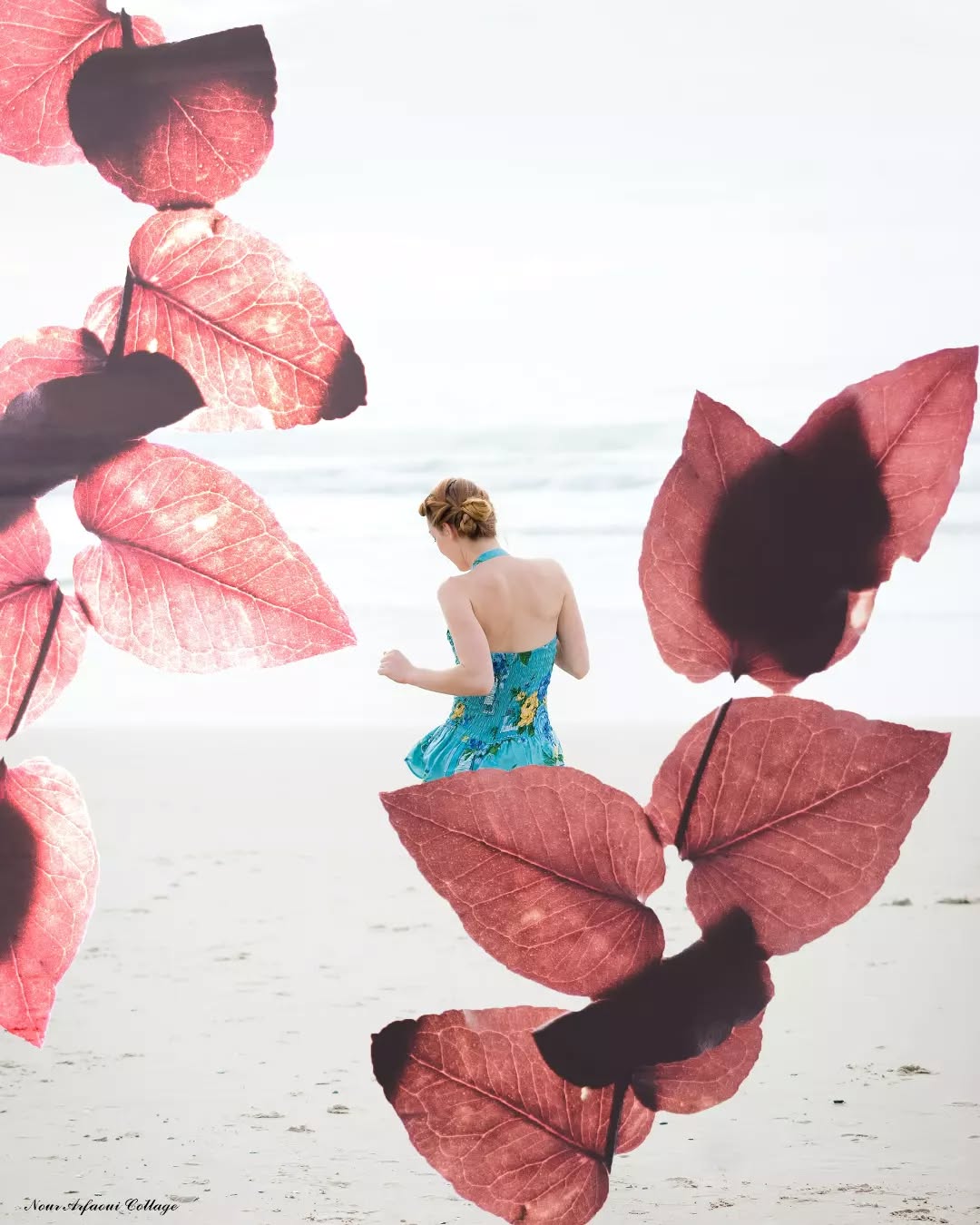 Collage artwork styled in an interior